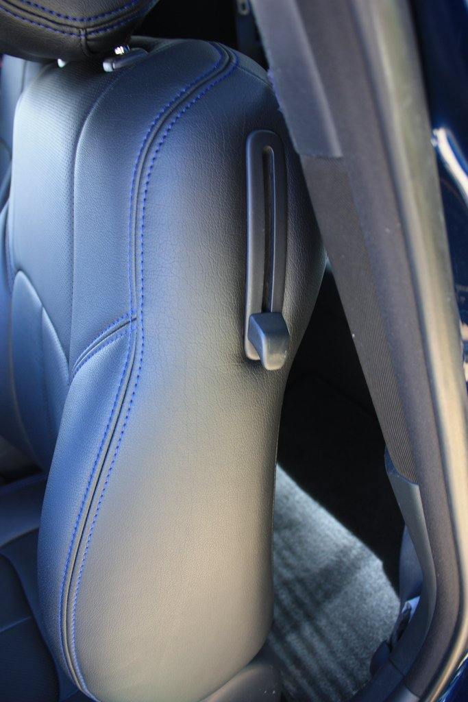 Clazzio Genuine Leather Custom Seat Covers for 2009-2012 Nissan 370Z - Black with Blue Stitching - Premium Seat Covers