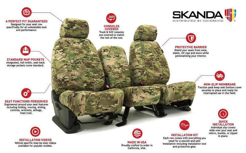 Multi-Cam Camo Tactical Ballistic Tailored Seat Covers - Premium Seat Covers