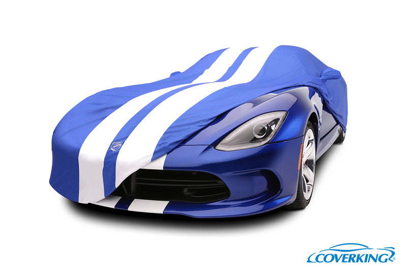 Coverking Satin Stretch Indoor Custom Car Cover for Dodge Viper with Racing Stripes & Logo